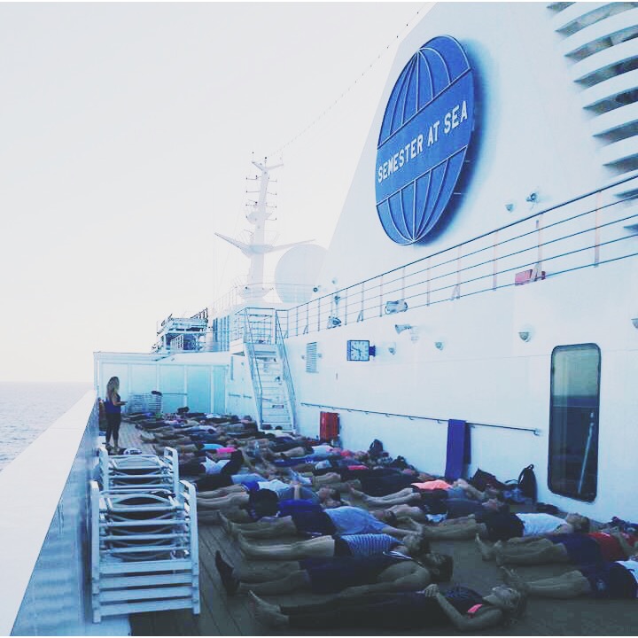 Shelby Tate leading a large class