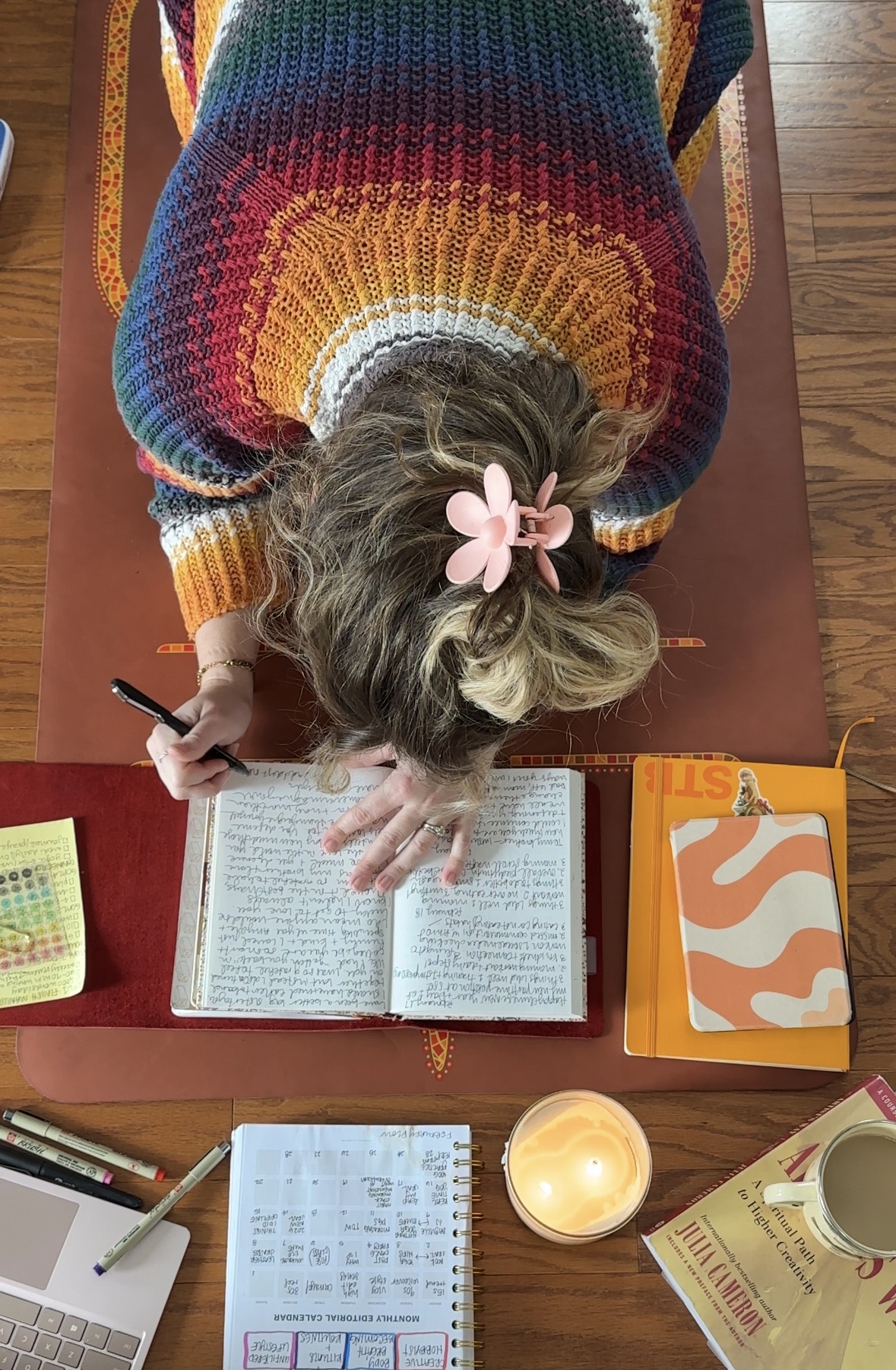 Junk journaling — candles, paper, and craft materials